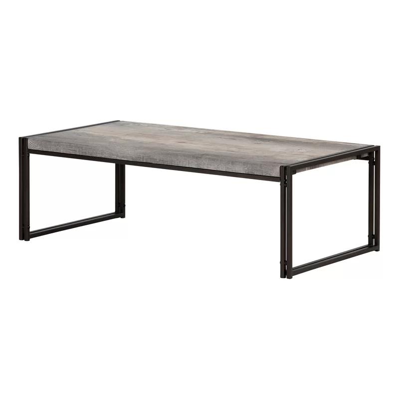Elegant Driftwood Gray Rectangular Coffee Table with Metal Legs