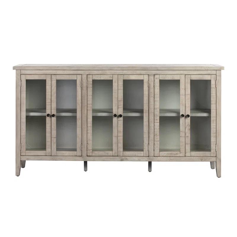 Farmhouse Beige Solid Wood 79'' Wide Sideboard