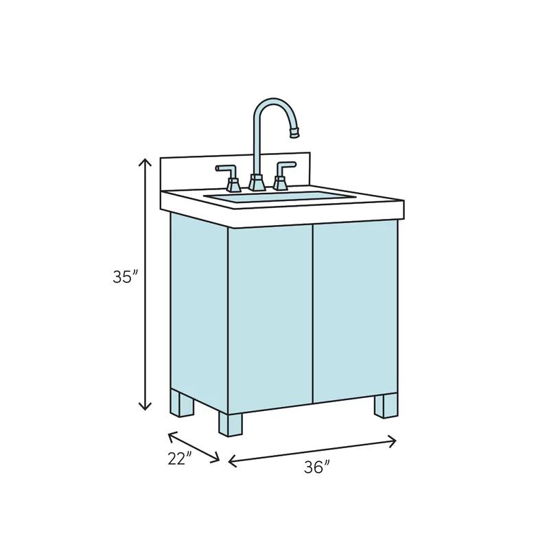 Deborah 36'' White Single Bathroom Vanity with Carrara Marble Top and Gold Trim