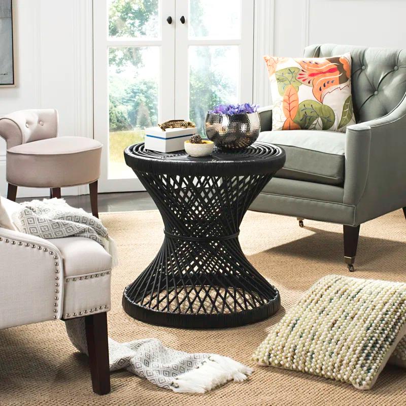 Transitional 24" Round Black Wood Occasional Table