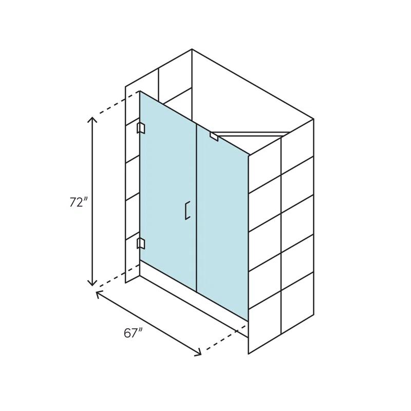 Nautis 72" H Hinged Frameless Shower Door