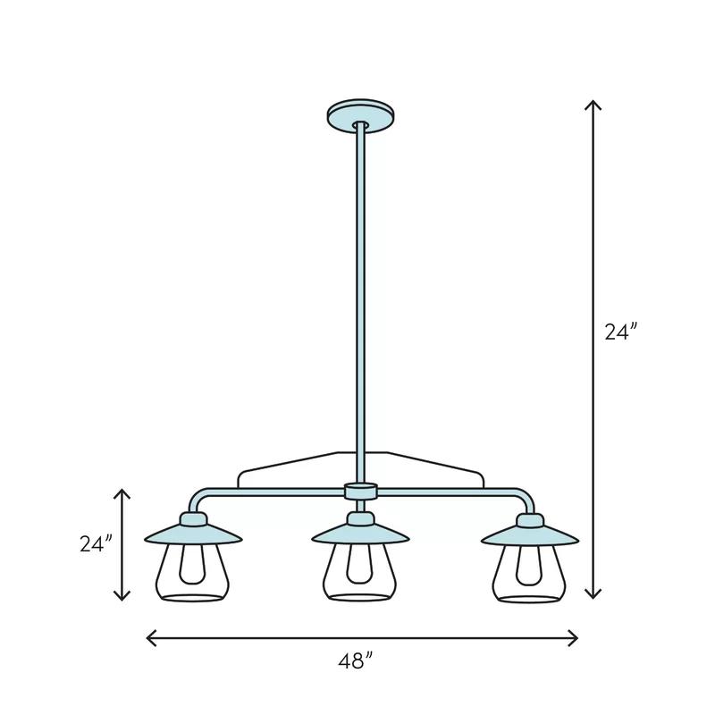 Beige Art Glass 3-Light Craftsman Island Pendant in Timeless Bronze