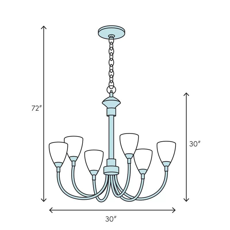 Elegant Wisteria 6-Light Bronze & Crystal Chandelier with Pastel Shades