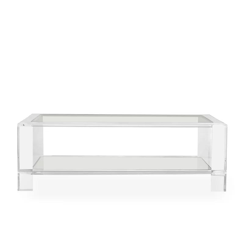 Surrey 52'' Clear Acrylic Rectangular Coffee Table with Storage