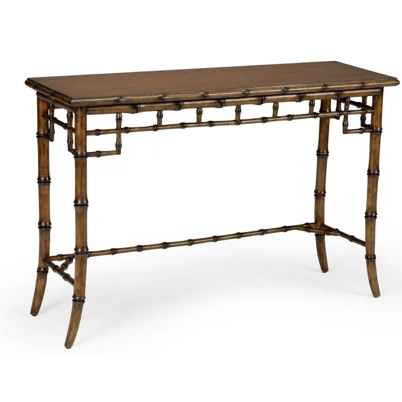 Chelsea House 49'' Eclectic Bamboo-Inspired Walnut Console Table