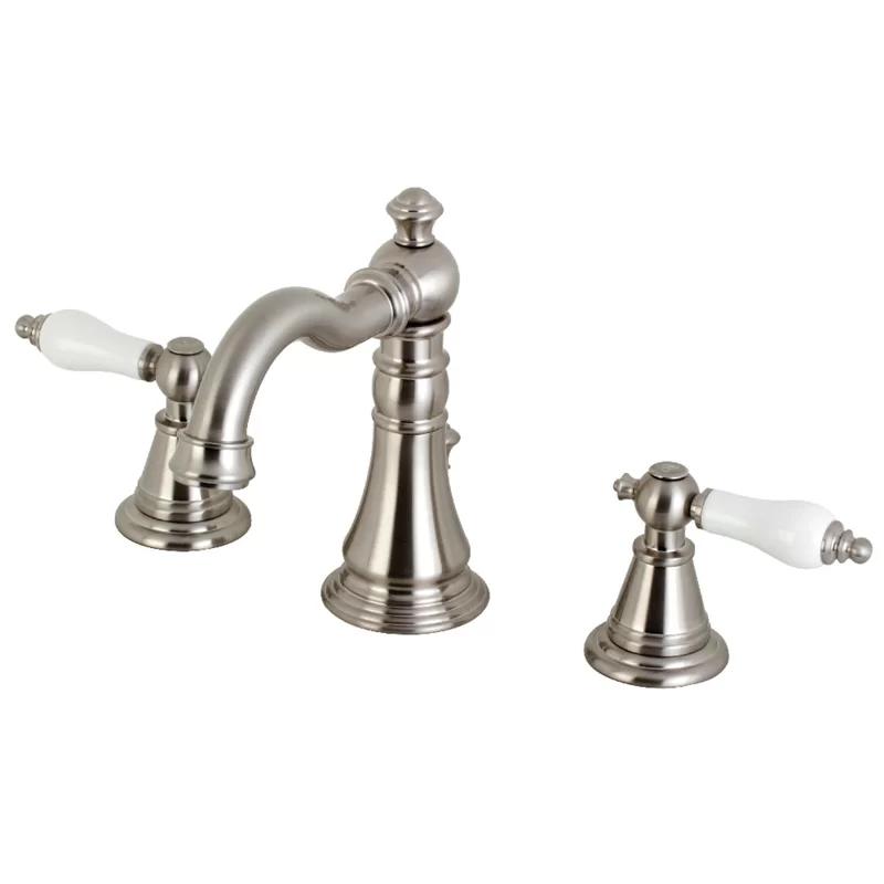 Elegant English Classic 8" Widespread Bathroom Faucet in Brushed Nickel