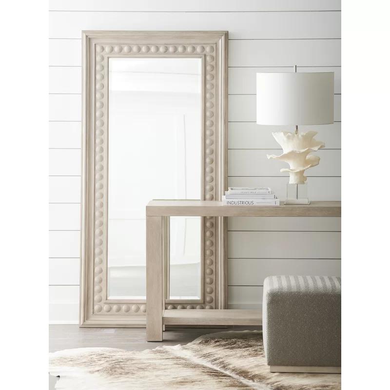 Beige Contemporary Full Length Wood Floor Mirror