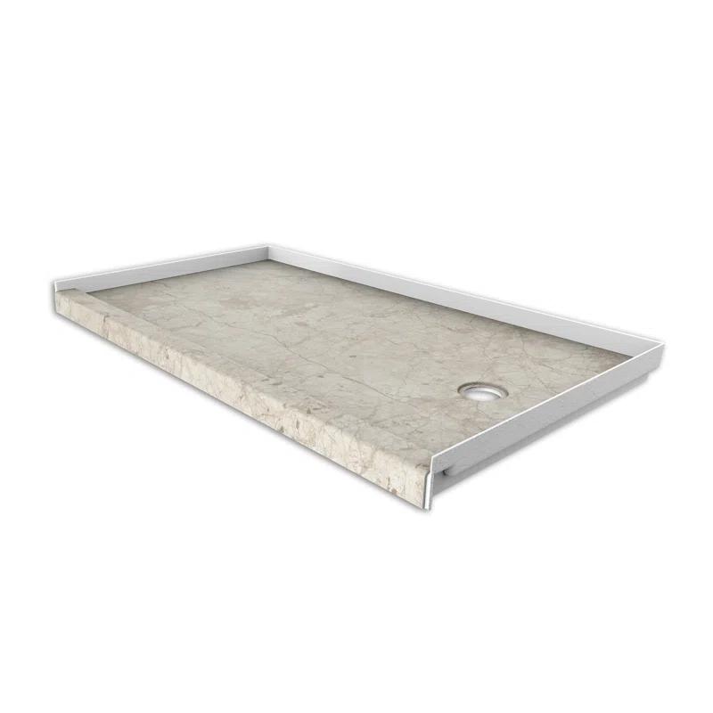 FlexStone 60"L x 30"W Single Threshold Alcove Shower Base with Right-Hand Drain