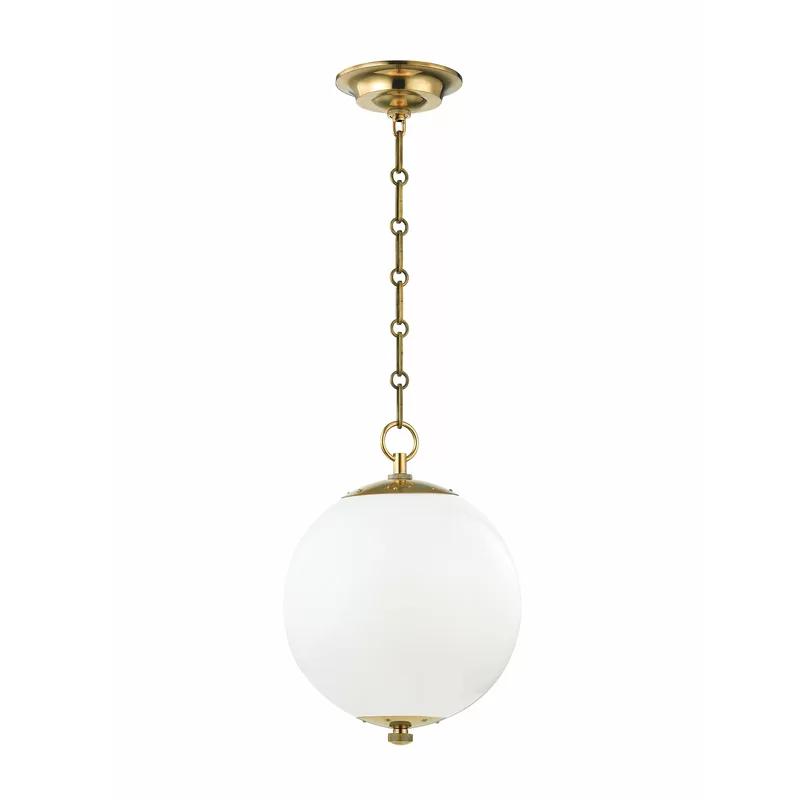 Aged Brass Opal Glass Globe Pendant Light - Indoor/Outdoor