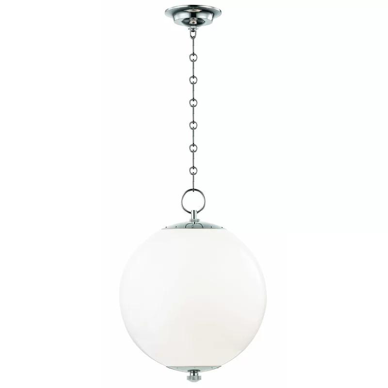 Elysian Globe Pendant Light in Polished Nickel with Opal Shade