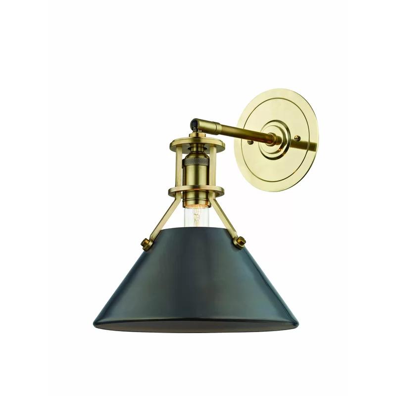 Elegant Aged Bronze Brass 1-Light Plug-In Wall Sconce