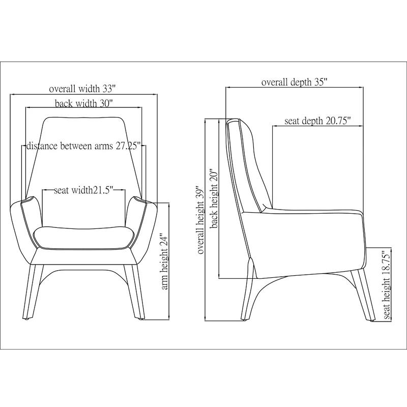 Quintessence Black Wood Upholstered Reception Chair