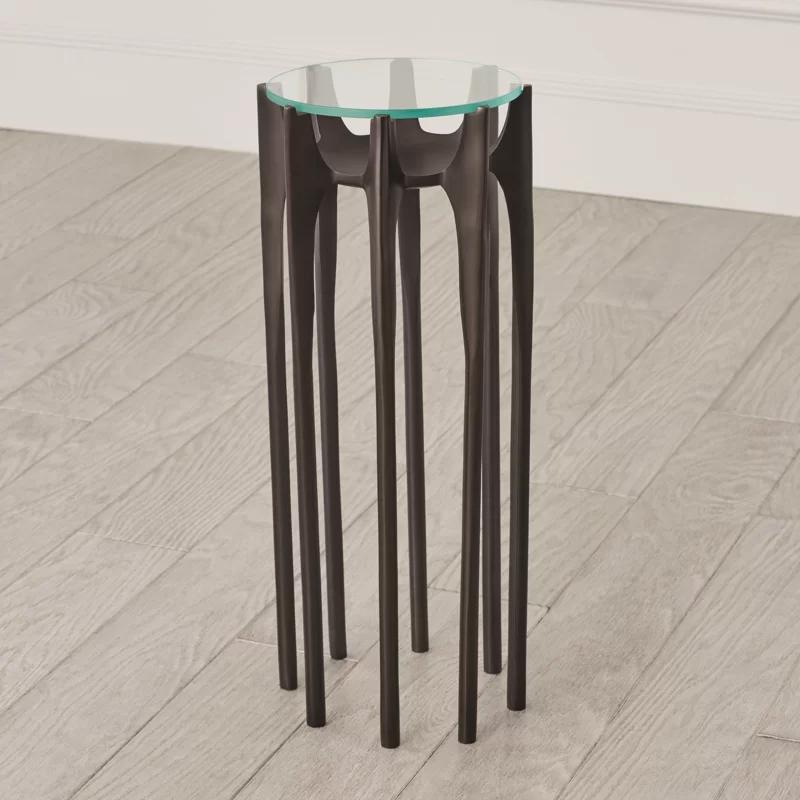 Aquilo Round Wood & Metal Martini Table in Oil Rubbed Bronze