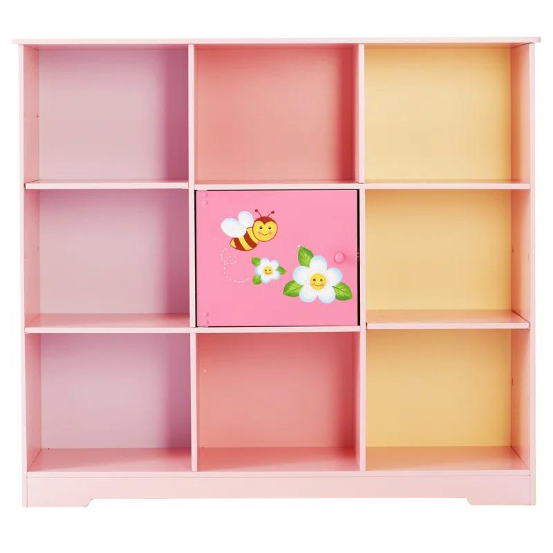 Bright Garden 36" Pink Adjustable Cube Wooden Kids' Bookshelf