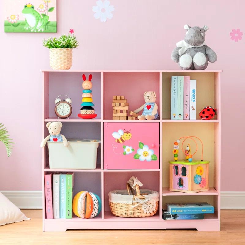 Bright Garden 36" Pink Adjustable Cube Wooden Kids' Bookshelf