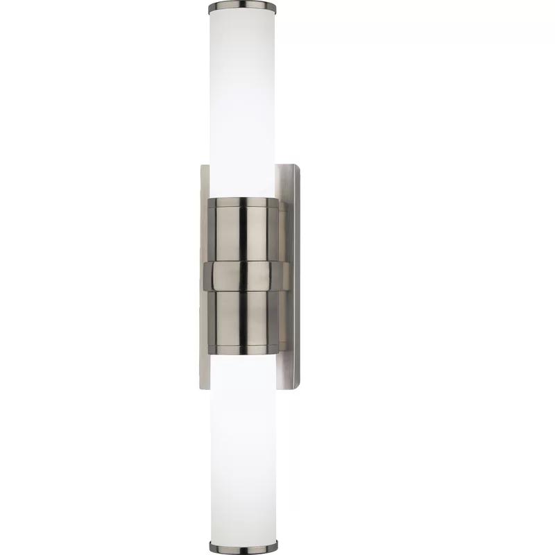 Antique Silver Dimmable LED Cylinder Sconce with White Glass