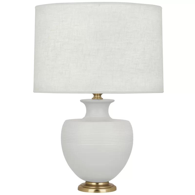 Atlas 25'' Bronze Edison Table Lamp with Oyster Linen Shade