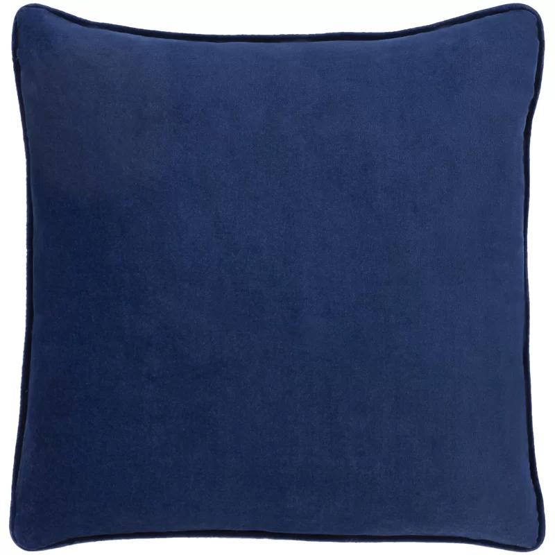 Navy Cotton Square Accent Pillow with Down Fill