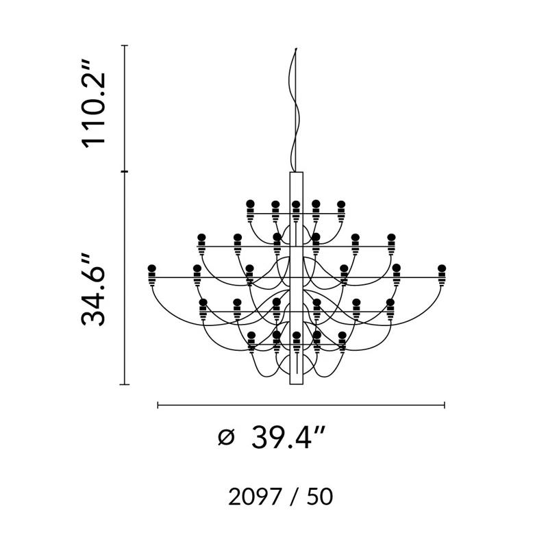 Sarfatti 2097 Contemporary Chrome 50-Light Chandelier