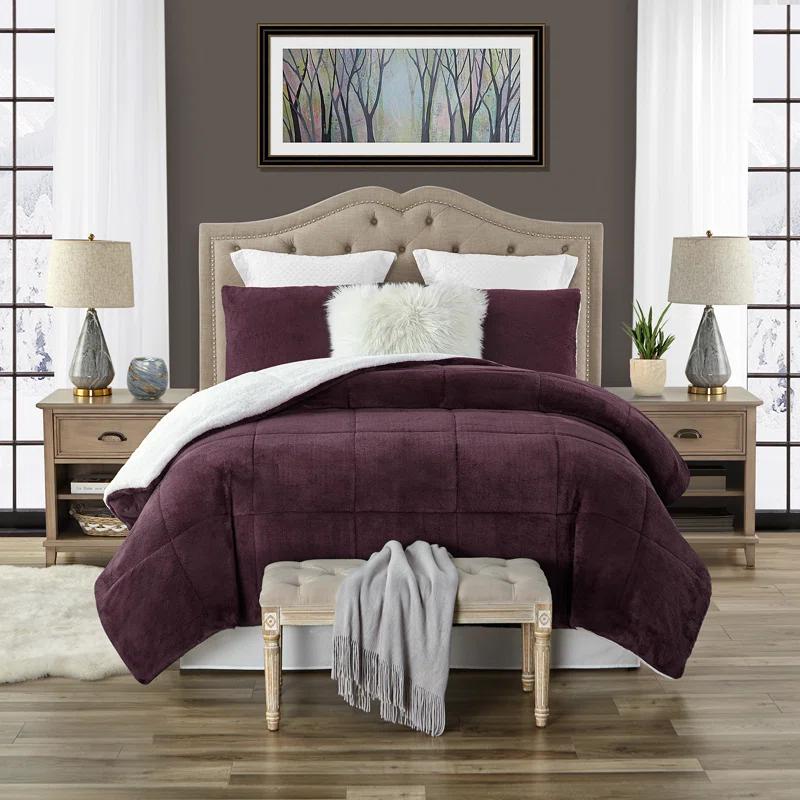 Ultra Plush Reversible Faux Fur and Sherpa 3-Piece Comforter Set