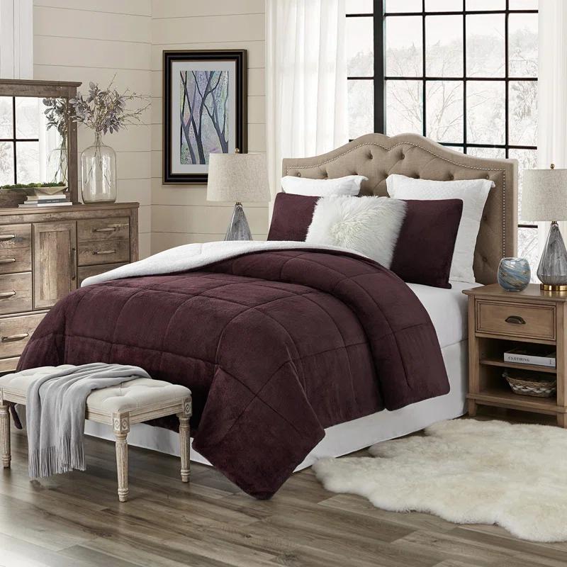 Ultra Plush Reversible Faux Fur and Sherpa 3-Piece Comforter Set