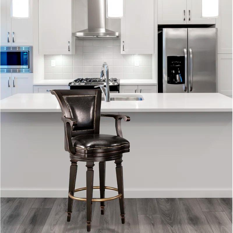 Northport 30.5" Black Leather Swivel Bar Stool