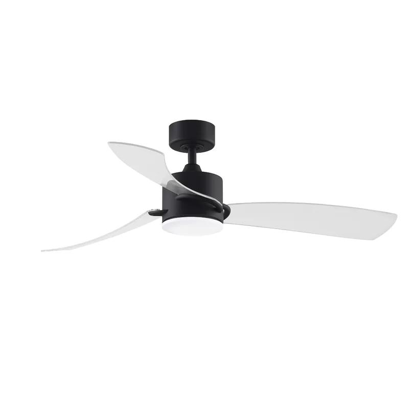 SculptAire 52" Black Composite 3-Blade Ceiling Fan with Opal Frosted Light