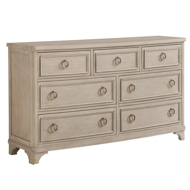 Elegant Beige Transitional 7-Drawer Horizontal Dresser