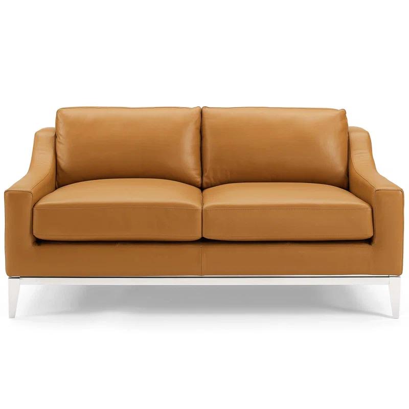Modway Strick & Bolton Hollebon Stainless Steel/ Leather Loveseat by Modway