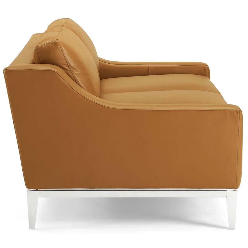 Modway Strick & Bolton Hollebon Stainless Steel/ Leather Loveseat by Modway