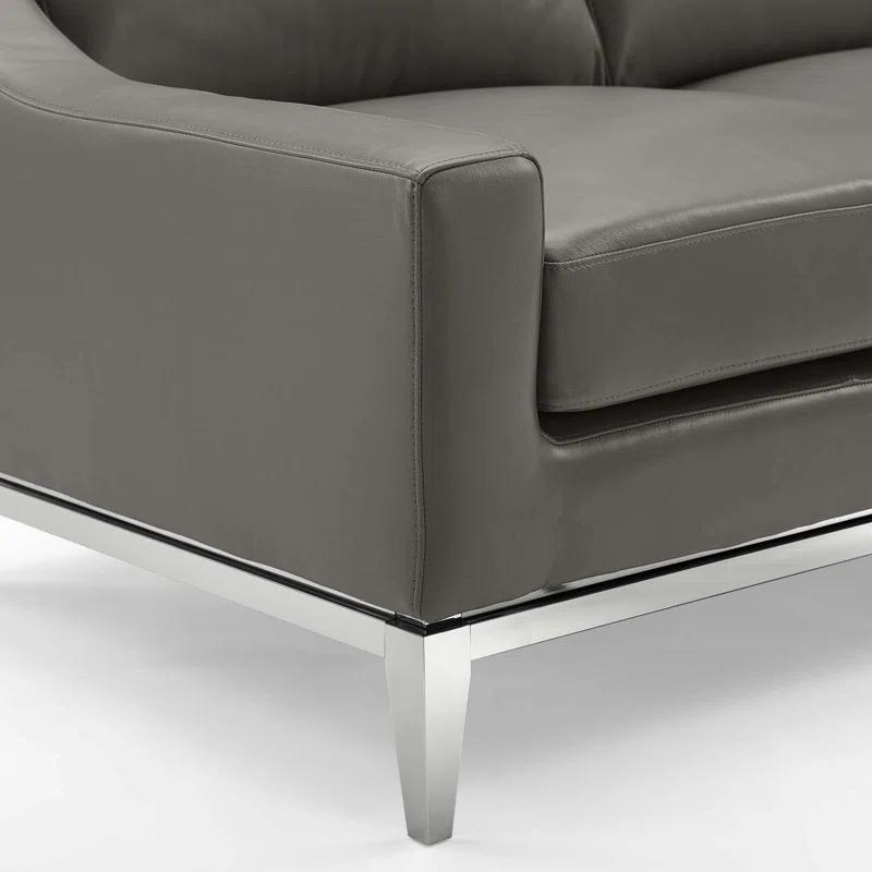 Harness 83.5" Stainless Steel Base Leather Sofa by Modway