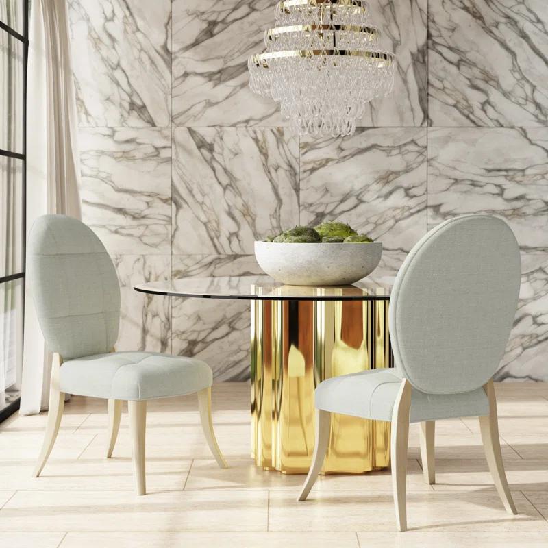 Savoy Place Tufted Upholstered King Louis Back Side Chair in Gray