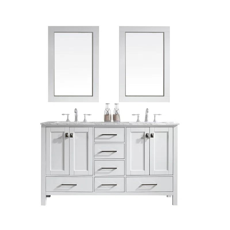 Eviva Aberdeen 42" Transitional Espresso Bathroom Vanity with White Carrara Countertop