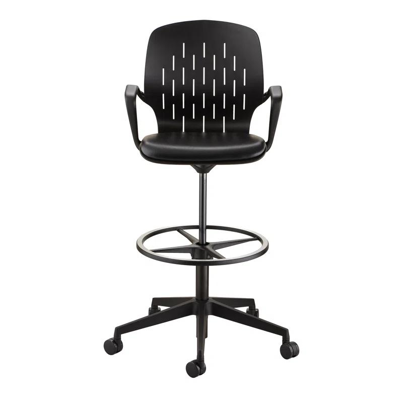 ErgoFlex Black Vinyl Swivel Extended-Height Office Chair