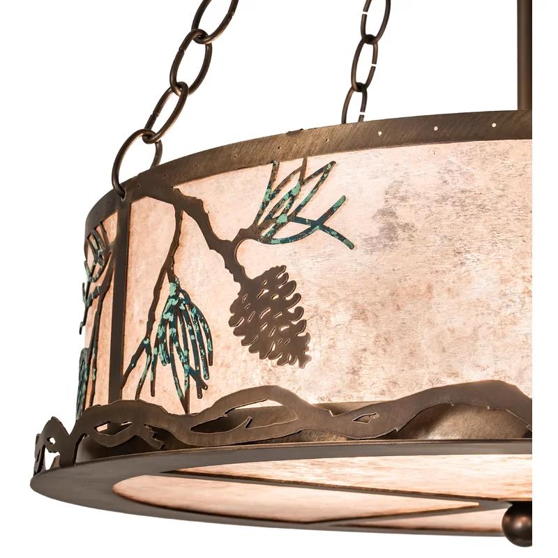 Balsam Pine 4-Light Glass Drum Chandelier - Indoor/Outdoor Energy Star