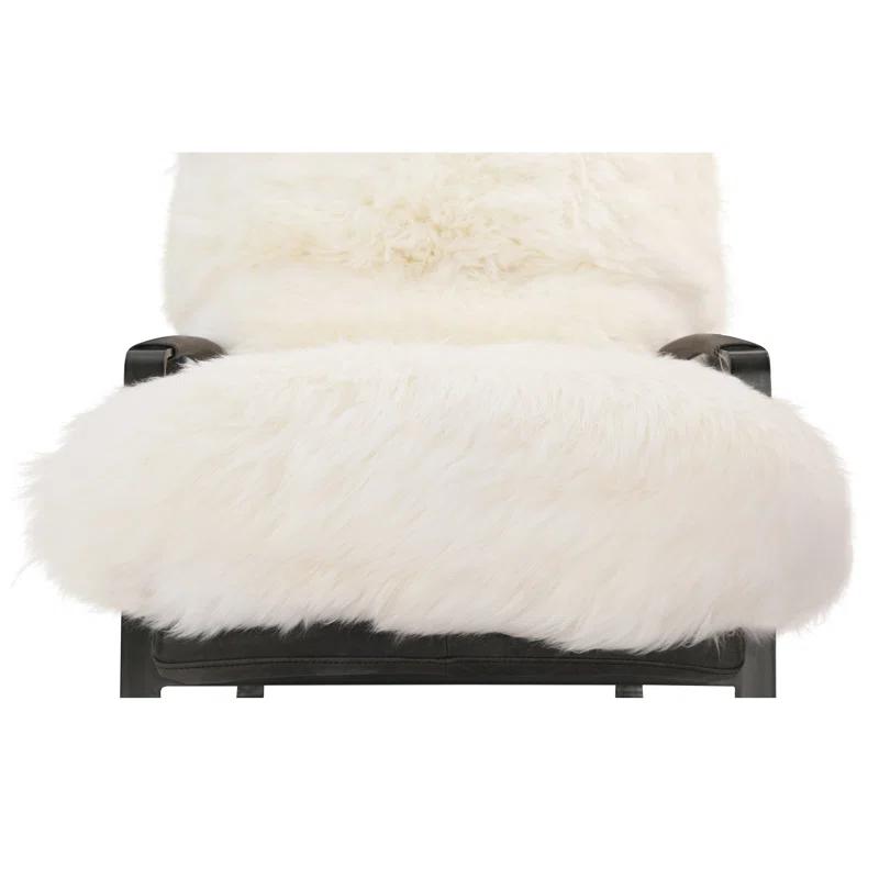 White Top Grain Leather and Iron Armchair