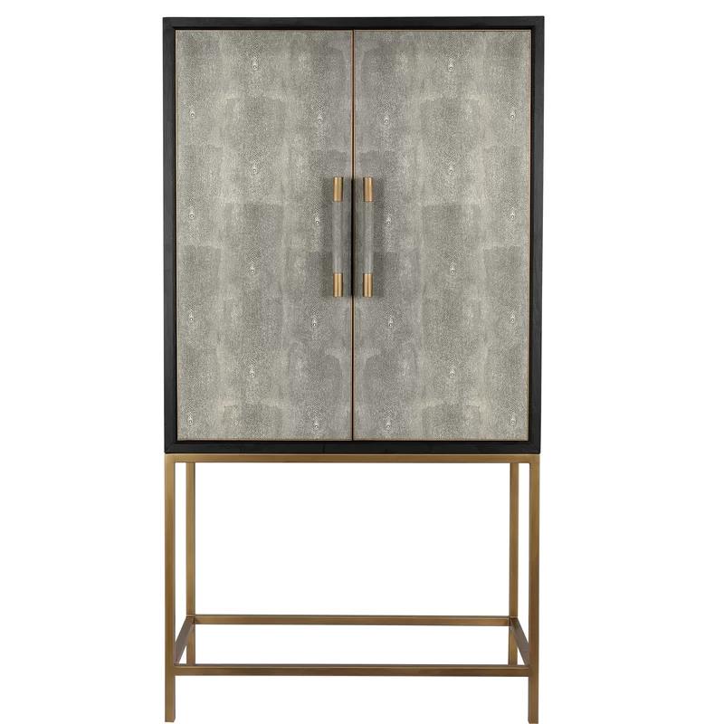 Trent 38" Gray Solid Oak Contemporary Bar Cabinet