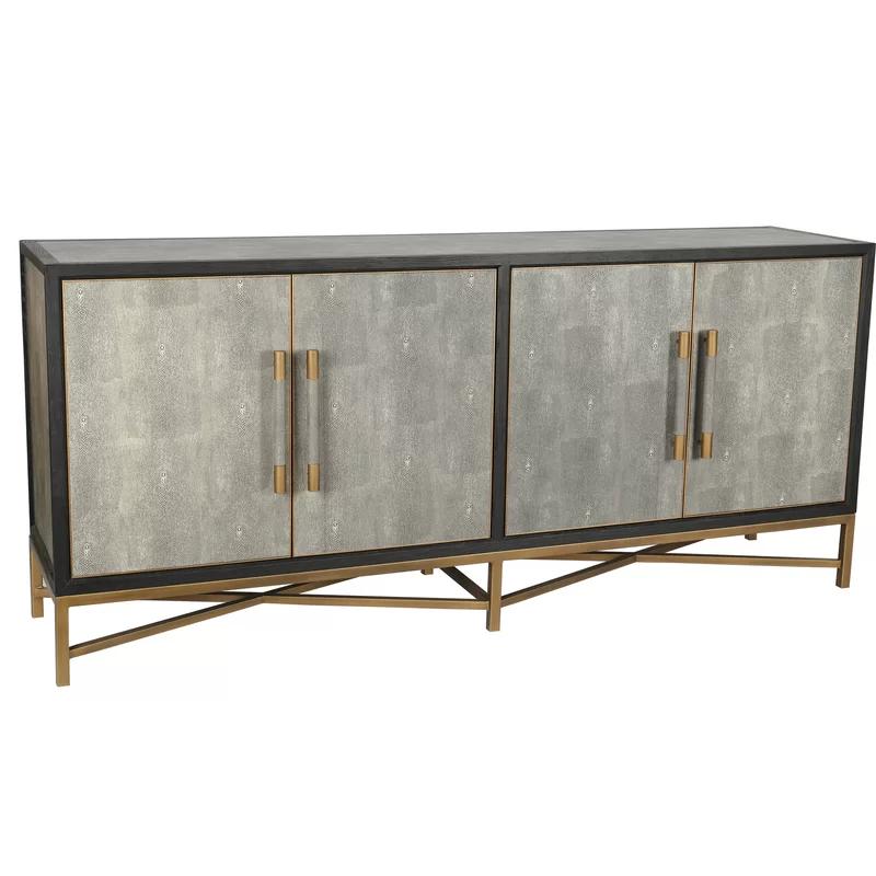Contemporary Mako 76" Gray Solid Wood Sideboard