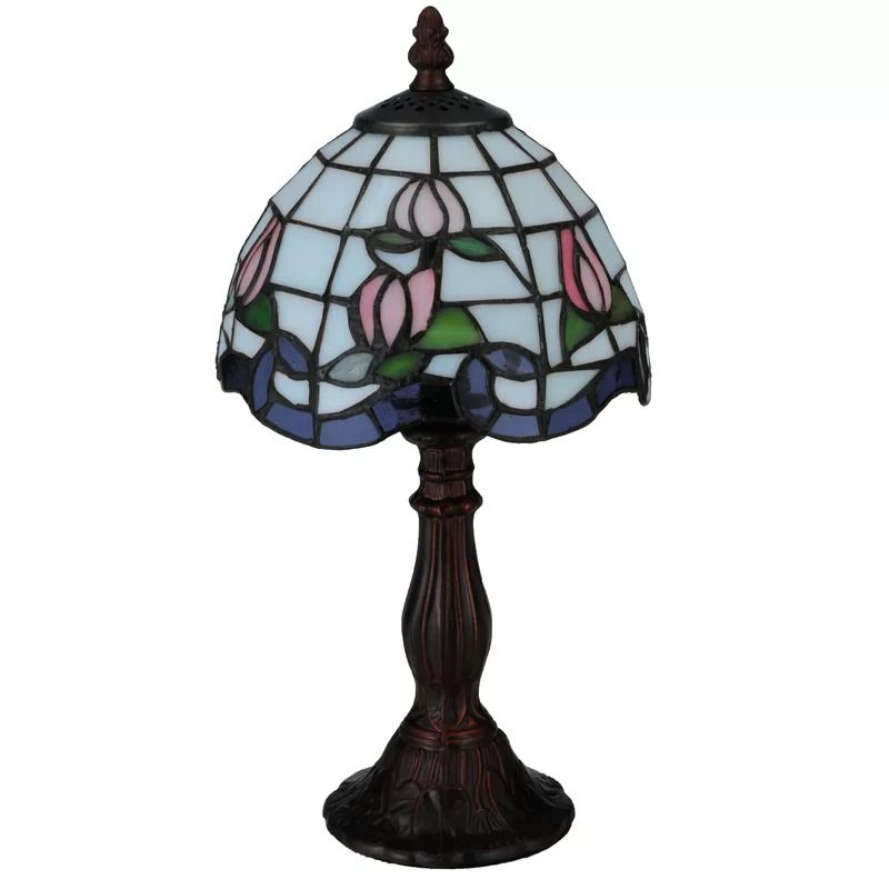 Elegant Roseborder Mini Stained Glass White Table Lamp