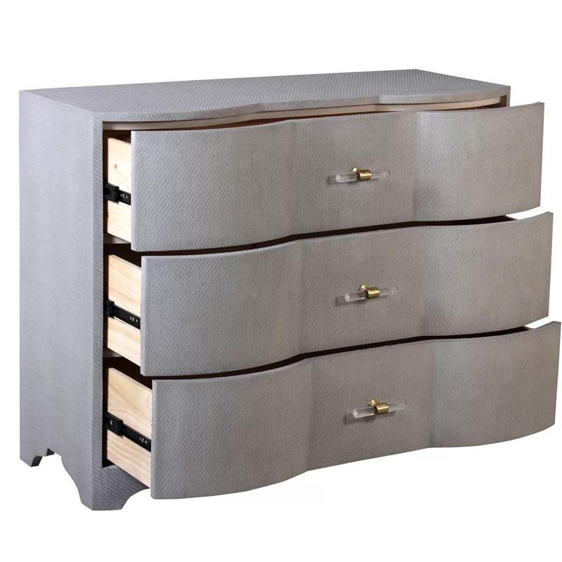 Plymouth 3-Drawer Matte Burl Dresser with Acrylic & Brass Accents