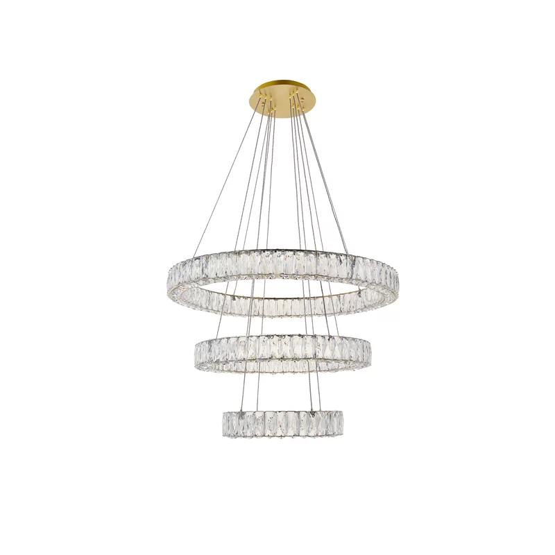 Monroe Gold Finish 3-Light LED Crystal Pendant