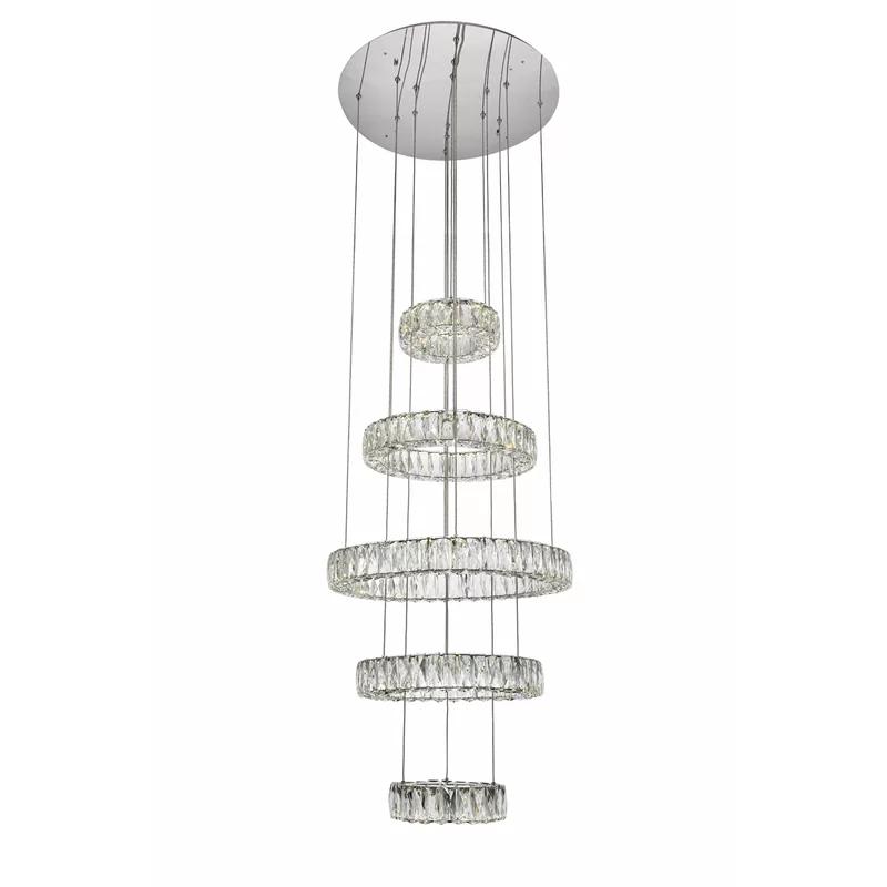 Monroe Chrome Finish LED Chandelier with Royal Cut Clear Crystals