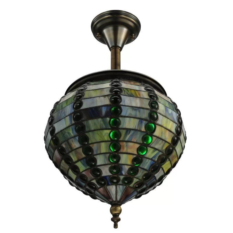 Bronze and Glass 13" Single Pendant Light