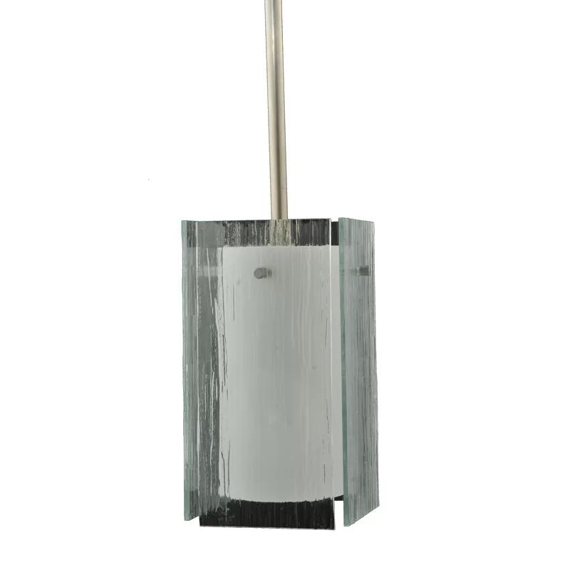 Metro Mist Glass and Nickel Mini Pendant Light