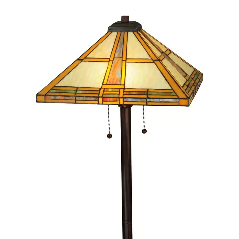 Prairie Straw 22" Stained Glass & Bronze Traditional Floor Lamp