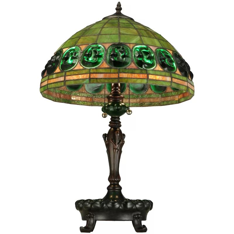 24" Mahogany Bronze Stained Glass Table Lamp