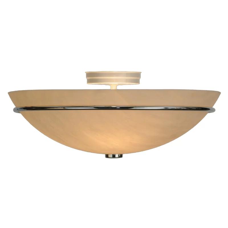 Fleshtone Idalight 3-Light Chrome Border Flush Mount