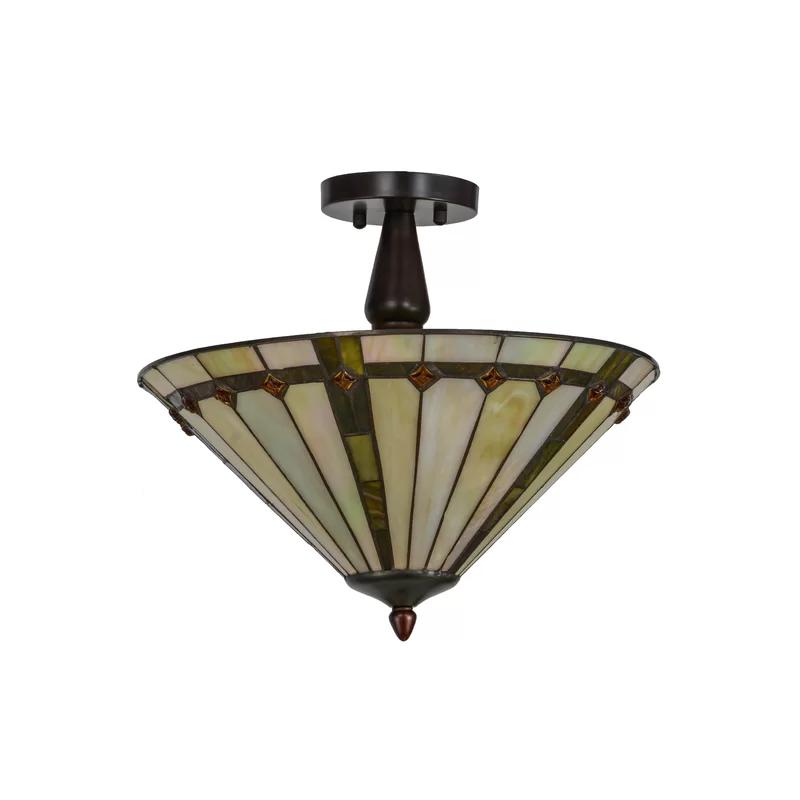 Belvidere 16" Multicolor Glass & Bronze Semi-Flush Ceiling Light