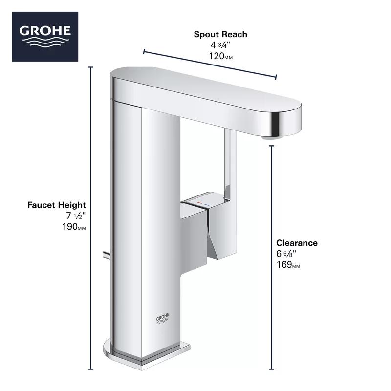 Grohe Plus Elegance Single-Hole 7.5" StarLight Chrome Bathroom Faucet