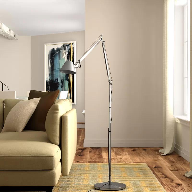 Tolomeo Classic Adjustable LED Floor Lamp Set in Chromed Steel